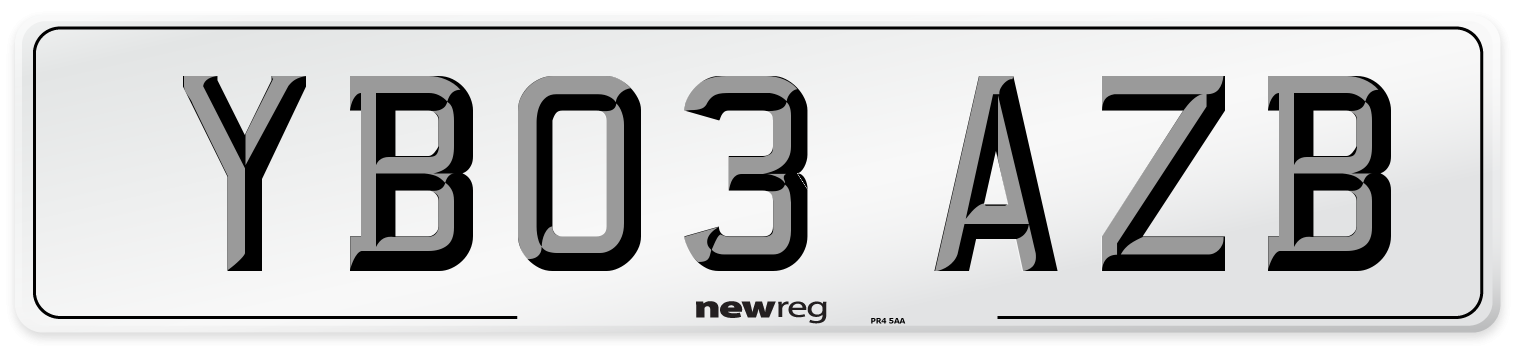 YB03 AZB Number Plate from New Reg